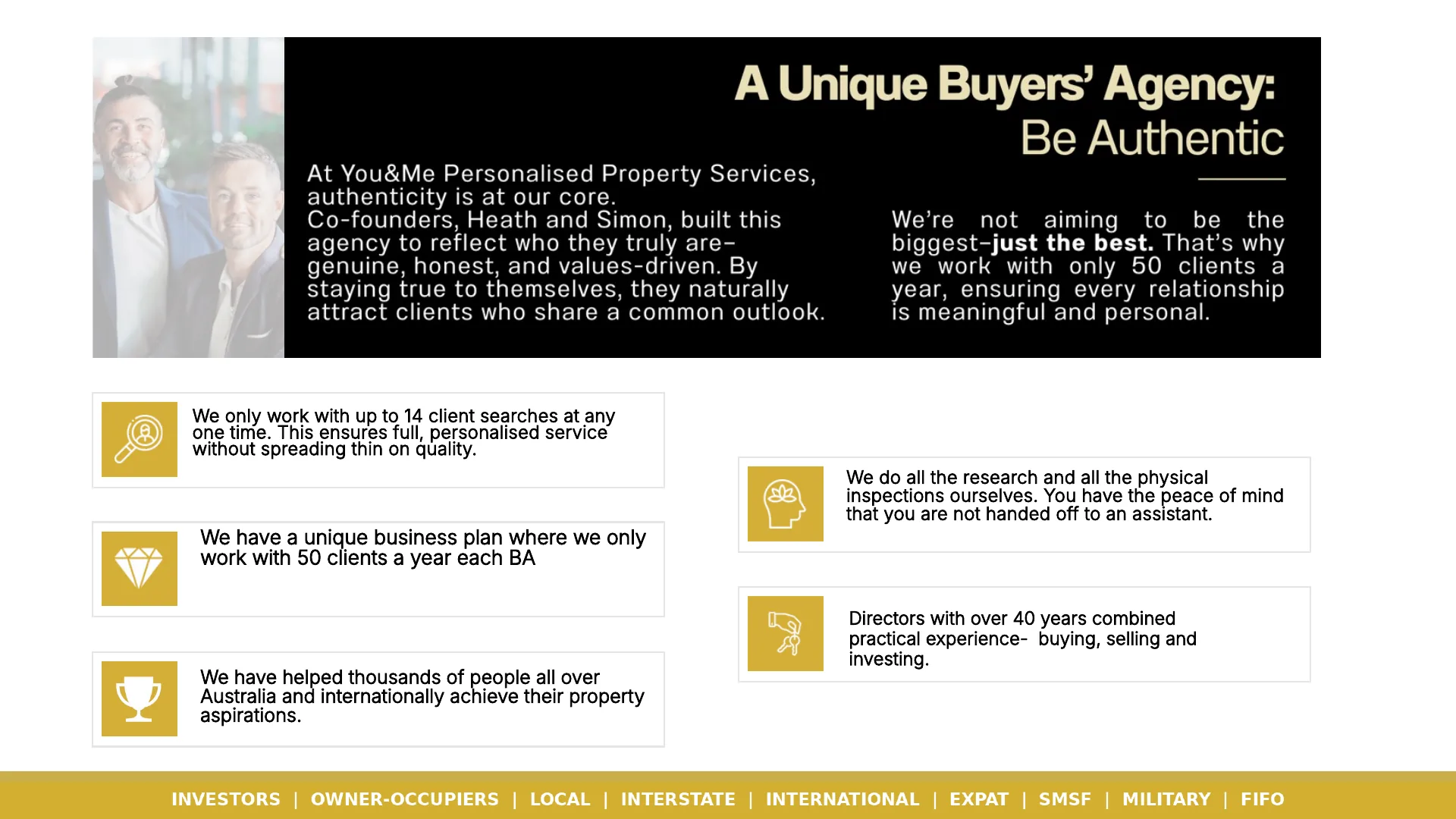 A unique buyers agency: be authentic